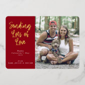 バレンタインデーの愛をたくさん送る写真 箔シーズンカード (正面)