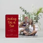 バレンタインデーの愛をたくさん送る写真 箔シーズンカード (立ち正面)