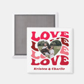バレンタインデーの愛カスタムの写真とカップル名 マグネット (正面/裏面)