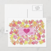 バレンタインデーの愛 オレンジの花 ポストカード (正面/裏面)