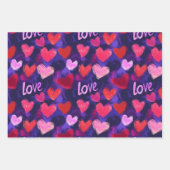 バレンタインデーの手のスケッチされた愛のハート ラッピングペーパーシート (正面3)