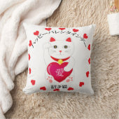 バレンタインデーの招き猫 クッション (ブランケット)