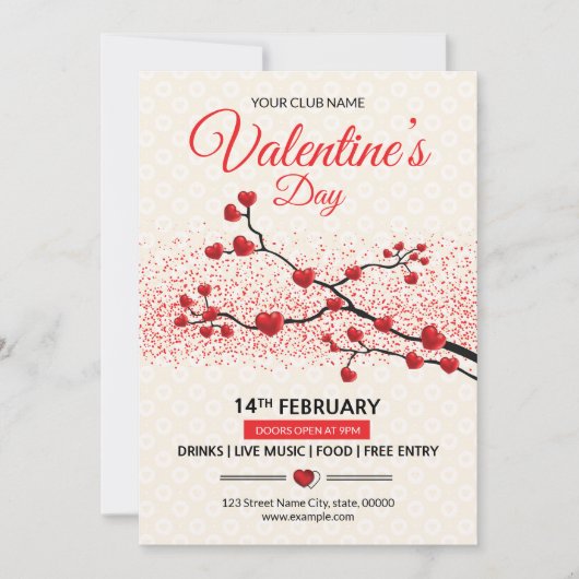 バレンタインデーの招待状のチラシ 招待状 (正面)