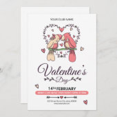 バレンタインデーの招待状のフライヤー 招待状 (正面/裏面)