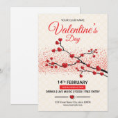 バレンタインデーの招待状のフライヤー 招待状 (正面/裏面)