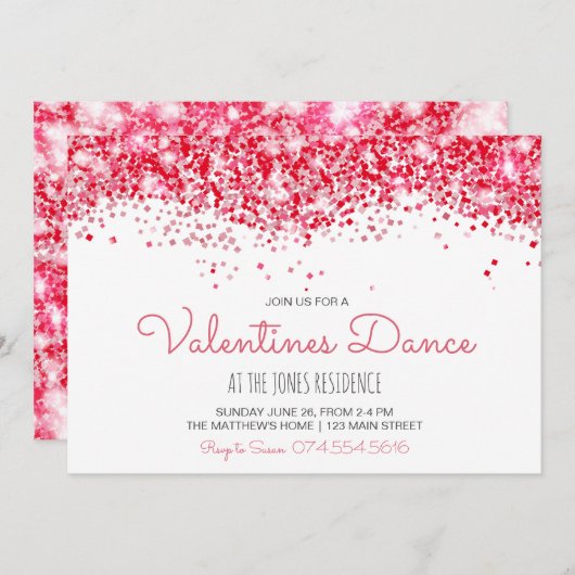 バレンタインデーの招待状、バレンタインのダンス 招待状 (正面/裏面)