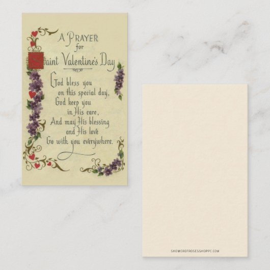 バレンタインデーの挨拶の宗教的祈りの言葉カード 名刺 (正面/裏面)
