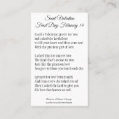 バレンタインデーの挨拶の宗教的祈りの言葉カード 名刺 (裏面)