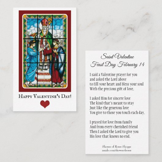 バレンタインデーの挨拶の宗教的祈りの言葉カード 名刺 (正面/裏面)