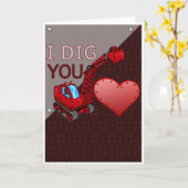 バレンタインデーの掘削機を掘る カード (黄色い花)