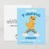 バレンタインデーの教室で子供たちと恐竜の虹 シーズンカード (正面/裏面)