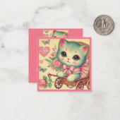 バレンタインデーの教室のかわいい子猫 ノートカード (正面/裏面インサイチュ)
