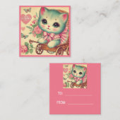 バレンタインデーの教室のかわいい子猫 ノートカード (正面/裏面)