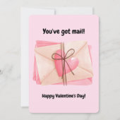 バレンタインデーの教室写真　ハートの郵便ポストのグリーティングカード シーズンカード (正面)