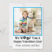 バレンタインデーの教室用大きなかわいい子どもの犬の写真 シーズンカード (正面)
