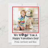バレンタインデーの教室用大きな赤い子供の犬の写真 シーズンカード (正面)