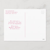 バレンタインデーの最初のマゼンタスクリプトの写真 シーズンポストカード (裏面)