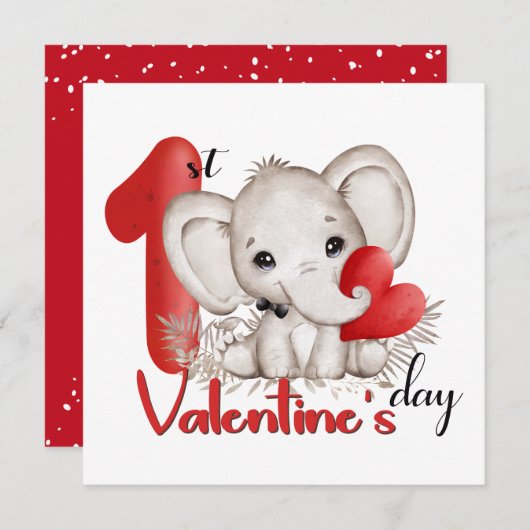 バレンタインデーの最初の男の赤ちゃん カード (正面/裏面)