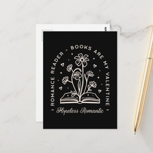 バレンタインデーの本好き独身の人 ポストカード (正面/裏面インサイチュ)