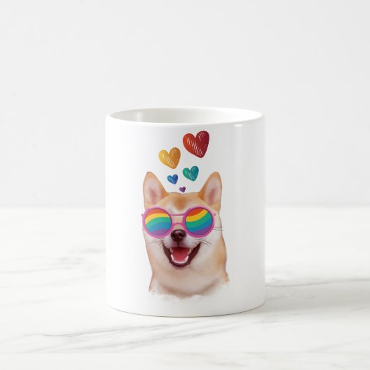 バレンタインデーの柴犬とハート コーヒーマグカップ (中央)