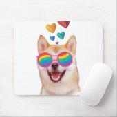 バレンタインデーの柴犬とハート マウスパッド (マウス)