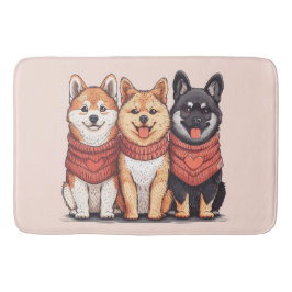 バレンタインデーの柴犬 バスマット