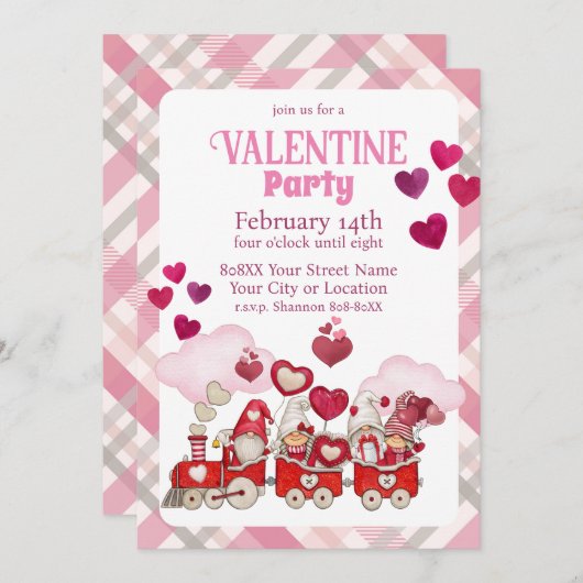 バレンタインデーの格言が電車に 招待状 (正面/裏面)
