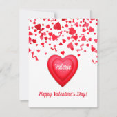 バレンタインデーの楽しい赤い紙吹雪のハート ノートカード (正面)
