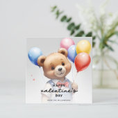 バレンタインデーの水彩くまちゃん風船付き シーズンカード (スタンド正面)