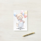 バレンタインデーの水彩くまちゃん風船付き ポストイット (デスク上)