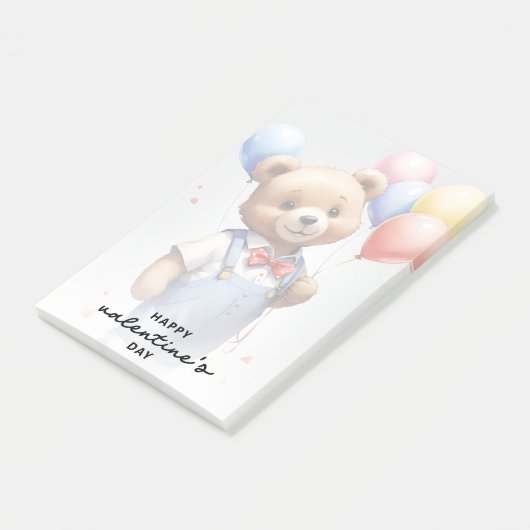 バレンタインデーの水彩くまちゃん風船付き ポストイット (アングル)