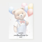 バレンタインデーの水彩くまちゃん風船付き ポストイット (正面)