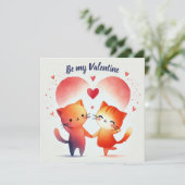 バレンタインデーの水彩カード オレンジ色のハート シーズンカード (スタンド正面)