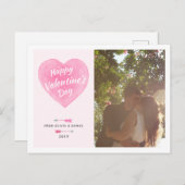 バレンタインデーの水彩ハート写真ポストカード シーズンポストカード (正面/裏面)