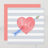 バレンタインデーの水彩ハート矢印フラットカード シーズンカード (正面/裏面)
