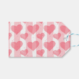 バレンタインデーの水彩ハート ギフトタグ