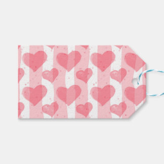 バレンタインデーの水彩ハート ギフトタグ