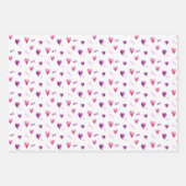 バレンタインデーの水彩ハート パターン(の模様が)ある ラッピングペーパーシート (正面2)