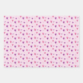 バレンタインデーの水彩ハート パターン(の模様が)ある ラッピングペーパーシート (正面2)