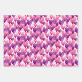 バレンタインデーの水彩ハート パターン(の模様が)ある ラッピングペーパーシート (正面)