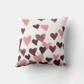 バレンタインデーの水彩ハート – 濃いピンク クッション (裏面)