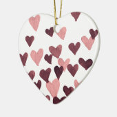 バレンタインデーの水彩ハート – 濃いピンク セラミックオーナメント (左)