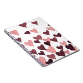 バレンタインデーの水彩ハート – 濃いピンク ノートブック (右側)