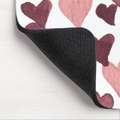 バレンタインデーの水彩ハート – 濃いピンク マウスパッド (コーナー)