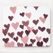 バレンタインデーの水彩ハート – 濃いピンク マウスパッド (正面)