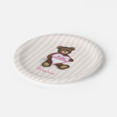 バレンタインデーの水彩モダンなルスティックテディ ペーパープレート (アングル)