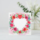 バレンタインデーの水彩画の明るい花とハート シーズンカード (スタンド正面)