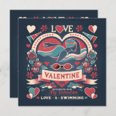 バレンタインデーの水泳ラブギフト シーズンカード (正面/裏面)