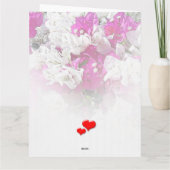 バレンタインデーの深紅のハートの花柄ピンクホワイト カード (裏面)