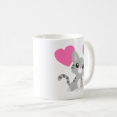 バレンタインデーの灰色の子猫のマグ コーヒーマグカップ (正面右)